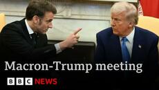 Macron corrects Trump on costs of Ukraine war and says: “Peace must not mean surrender” | BBC News - Videoclip.bg