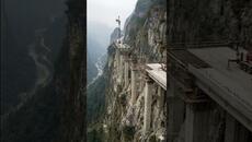 This Highway Was Built on a Vertical Mountain Cliff #edit #highway #extreme #ai - Videoclip.bg