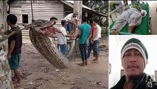 Индонезиец уби 8-метров питон 2017 г. Man wins fight to the death with 25ft python - Videoclip.bg