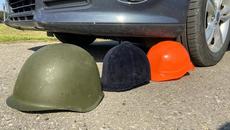 Crushing of Construction, Horse Riding & Military Helmets by Car - Videoclip.bg
