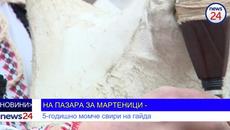 НА ПАЗАРА ЗА МАРТЕНИЦИ - 5-годишно момче свири на гайда - Videoclip.bg