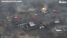 Ukrainian tank single handedly destroys massive Russian convoy east of Kyiv - Videoclip.bg